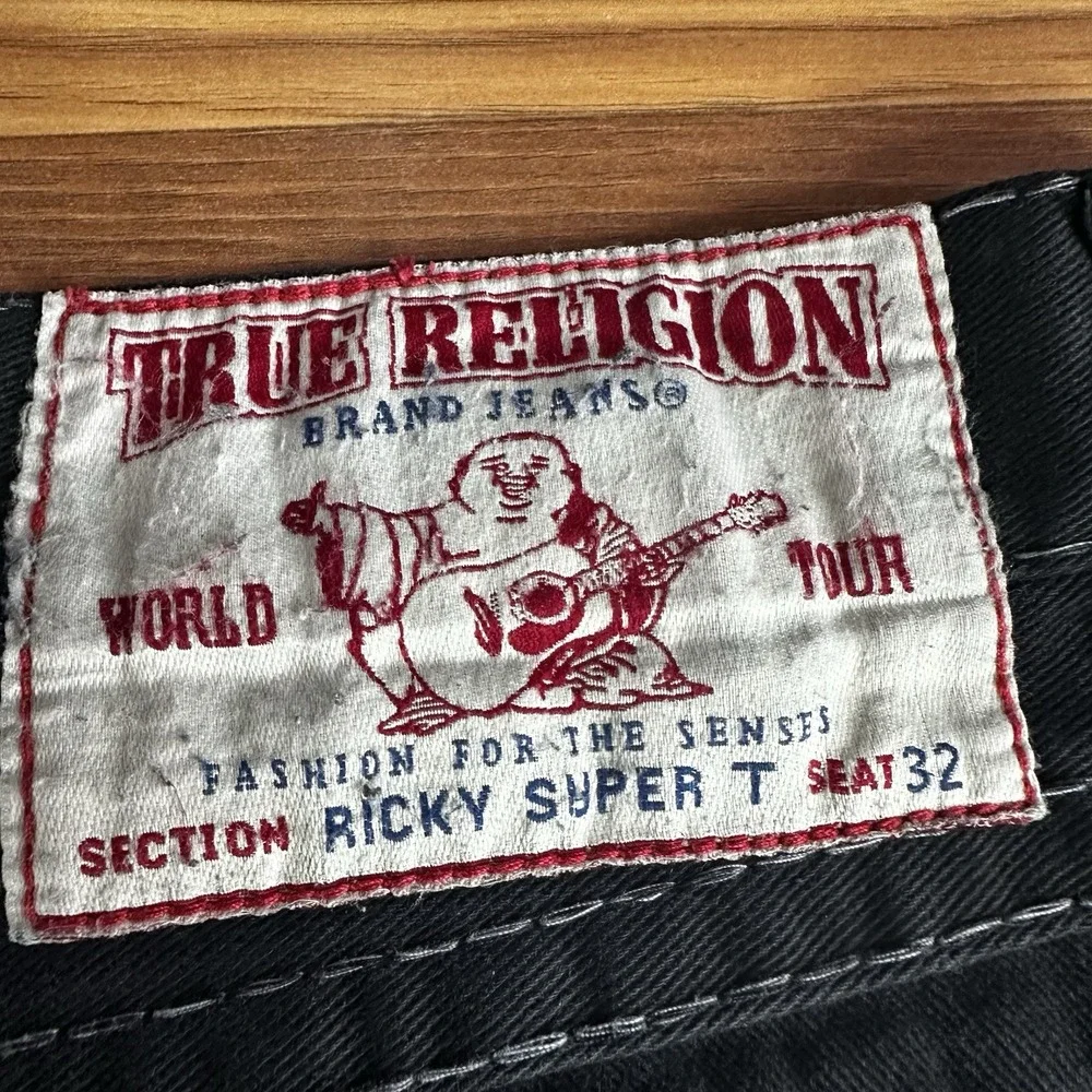 Vintage Y2K True Religion Ricky Super T Jeans Mens 32x32 Black Made in USA